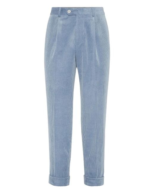 Pantalon À Design Plissé Brunello Cucinelli pour homme en coloris Blue