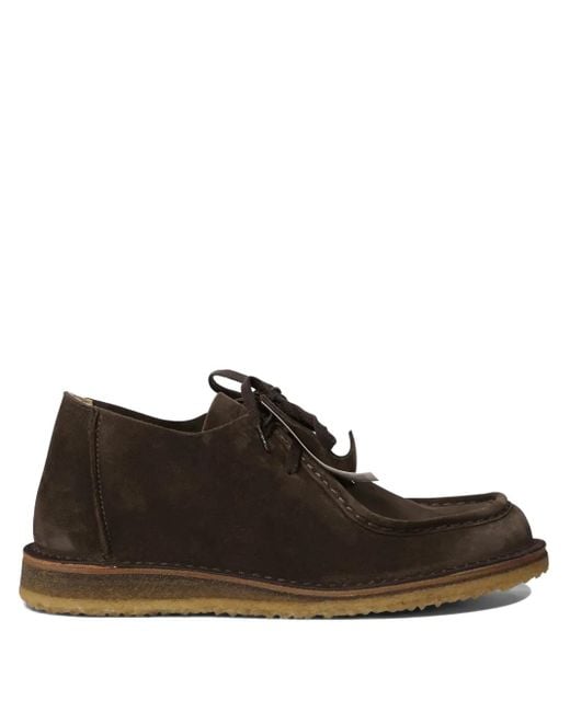 Astorflex Brown Lace-Up Suede Loafers for men