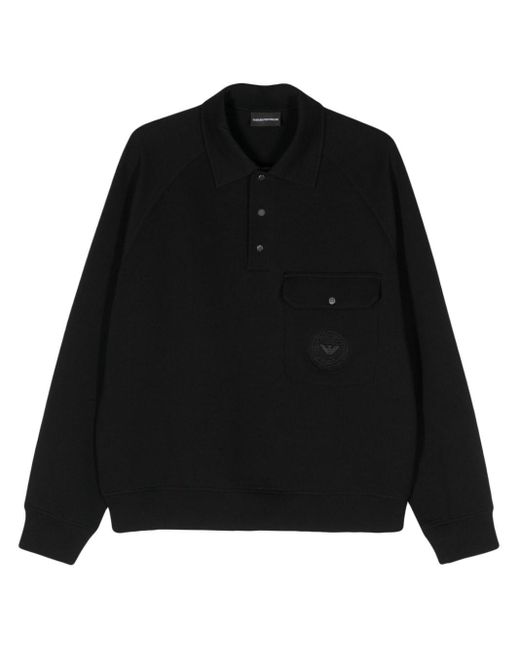 Emporio Armani Langärmeliges Poloshirt in Black für Herren