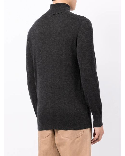 N.Peal Cashmere Black Fine Knit Roll Neck Jumper for men