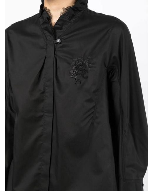 Shiatzy Chen Black Lace-Collar Detail Shirt
