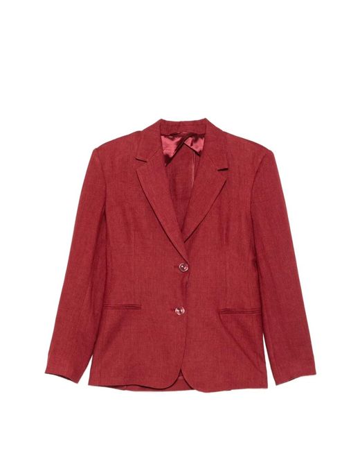 Max Mara Red Bello Single-Breasted Notched-Lapels Blazer