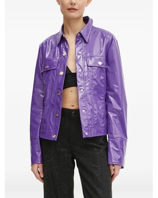 Silvian Heach Purple High-Shine Button-Fastening Jacket