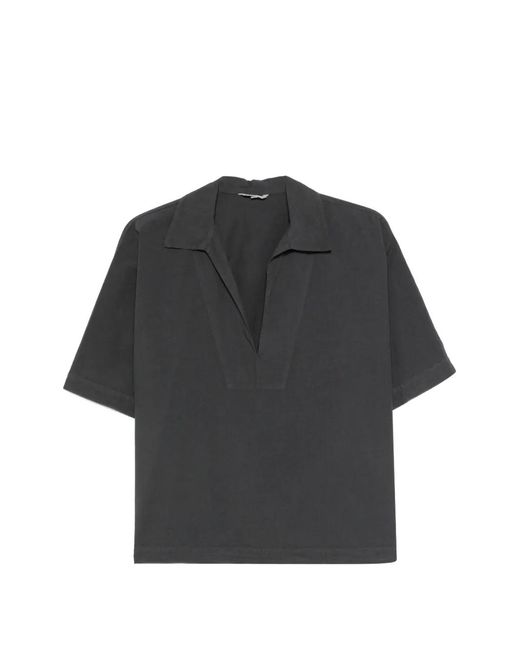 Barena Black V-Neck Cotton Blouse
