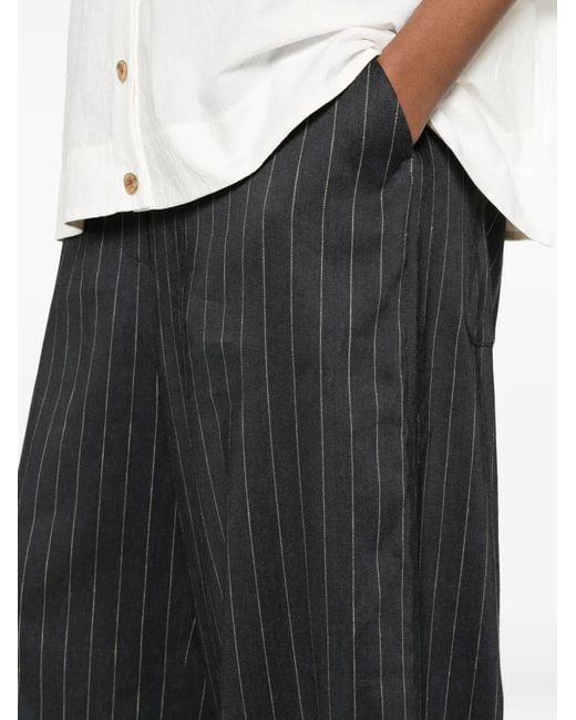 SOH Gray Pinstripe-Pattern Pants