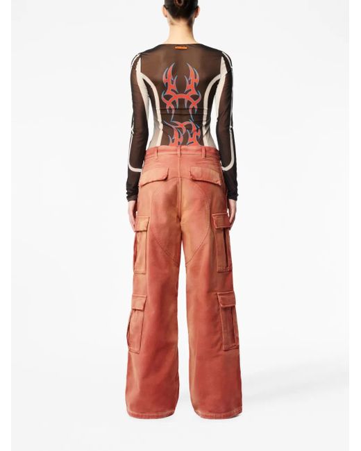 Heron Preston Red Distressed-Effect Cargo Pants