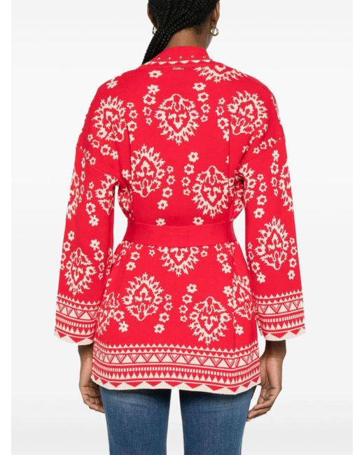 Liu Jo Red Cardigan mit Intarsienmuster