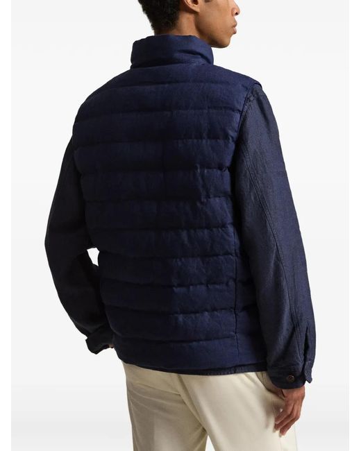 Polo Ralph Lauren Blue Quilted Linen Gilet for men