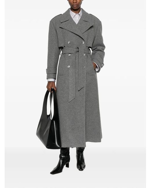 LE SULLY STUDIO Gray Double-Breasted Belted Coat