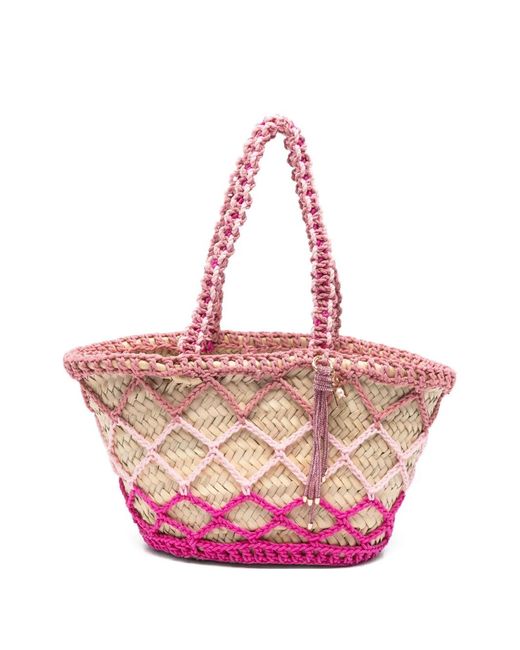 Rosantica Pink Medium Braided-Rope Tote Bag