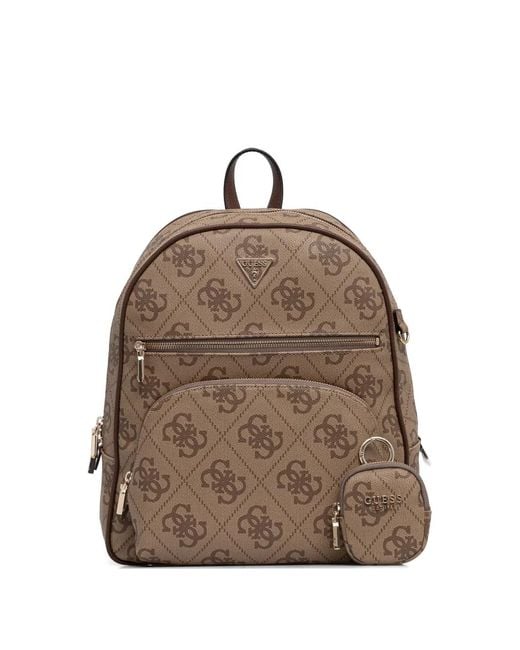 Guess Brown Power Play Logo-Print Monogram Backpack