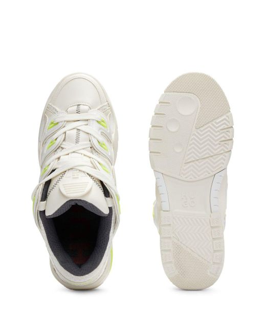 HUGO White Panelled Lace-up Sneakers for men