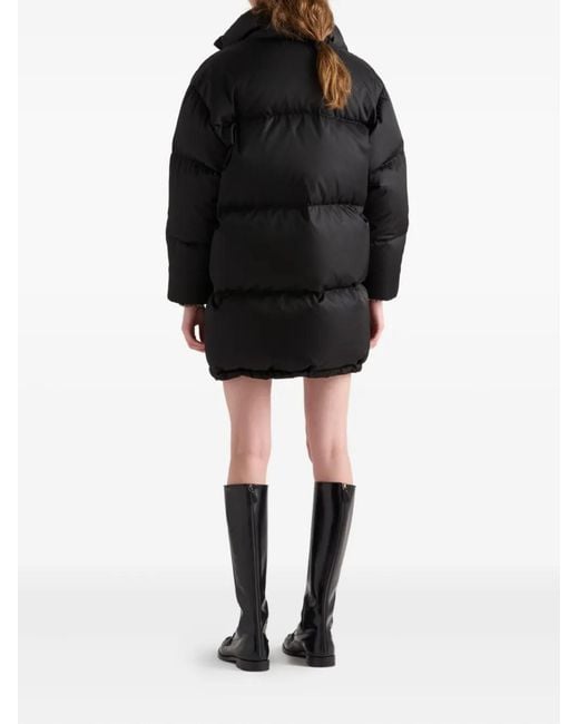 Prada Black Triangle-Logo Down Coat