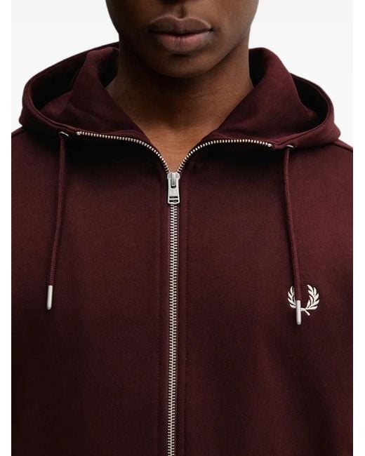 Fred Perry Purple Logo-Embroidered Zip-Up Hoodie for men