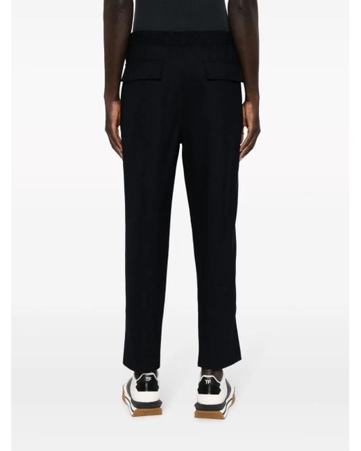 Etro Black Drawstring-Waist Wool Trousers for men