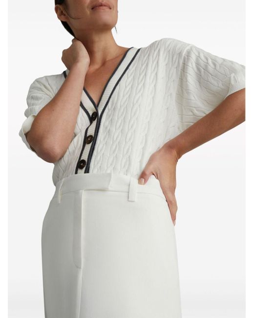 Falda larga con cintura alta Brunello Cucinelli de color White
