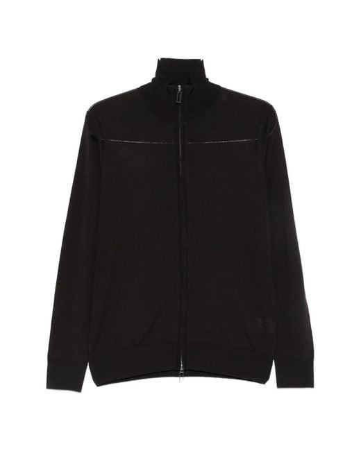 Paolo Pecora Black Zip-Up High-Neck Cardigan for men