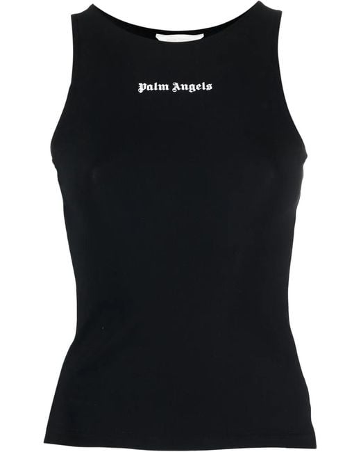 Palm Angels Black Logo-print Compression Tank Top