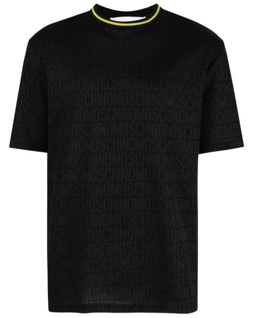 Moschino Black Logo-jacquard Piqué T-shirt for men