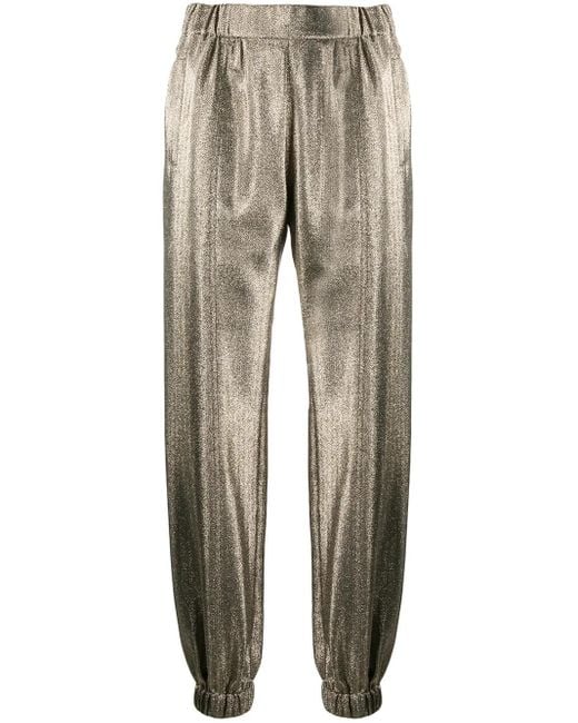Saint Laurent Metallic-Effect Tapered Trousers