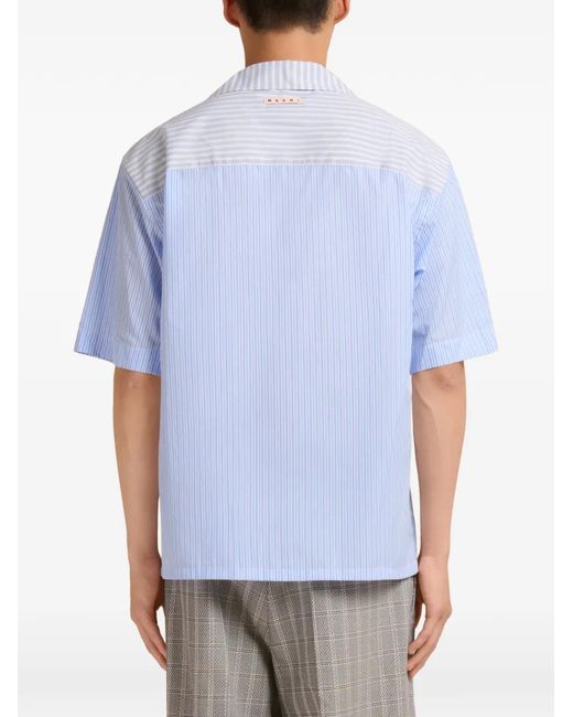 Marni Blue Striped-Pattern Shirt for men