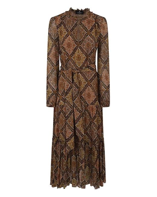 Etro Jurk Met Bloemenprint in het Brown