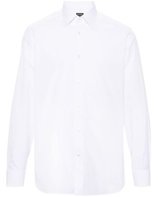 Zegna Overhemd Met Gespreide Kraag in het White voor heren