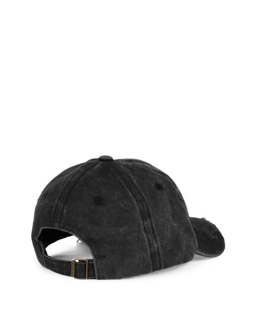 CAPTURE GALLERY Black Distressed Embroidered Baseball Cap for men