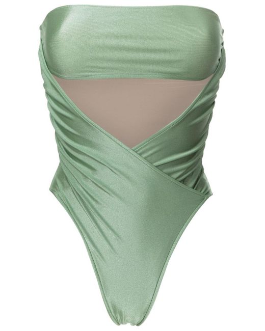 Adriana Degreas Green Cut-out Detailing Strapless Swimsuit
