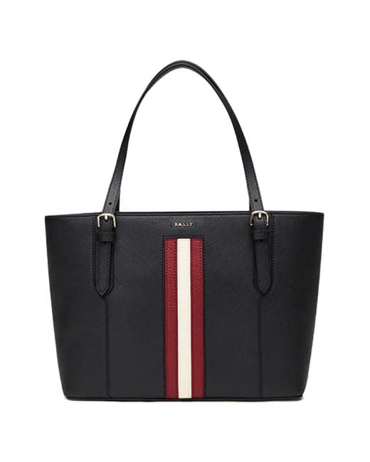Bally Supra Leren Shopper Met Lint in het Black