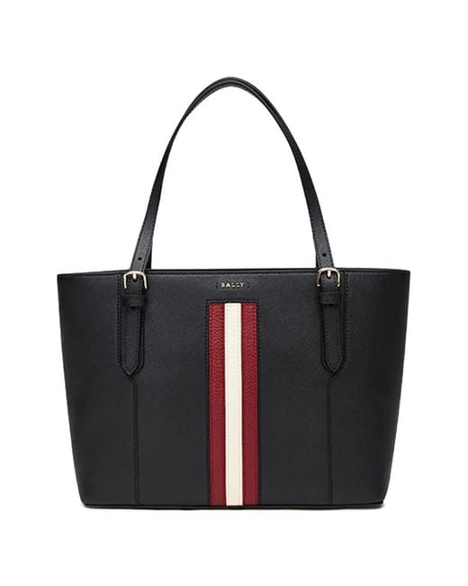 Bally Black Supra Leather Ribbon Tote Bag