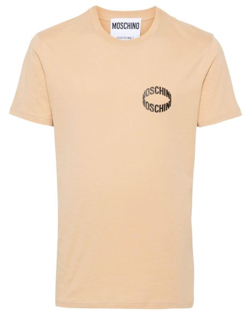 T-shirt en coton à logo appliqué Moschino pour homme en coloris Natural
