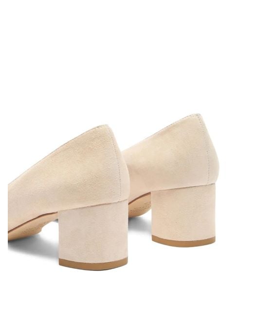 Stuart Weitzman Natural 50Mm Maeve 50 Block-Heel Suede Pumps