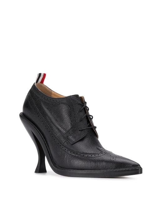 Thom Browne Black Curved Heel Longwing Brogues