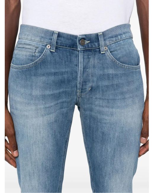 Dondup Blue Straight-Leg Stonewashed Jeans for men