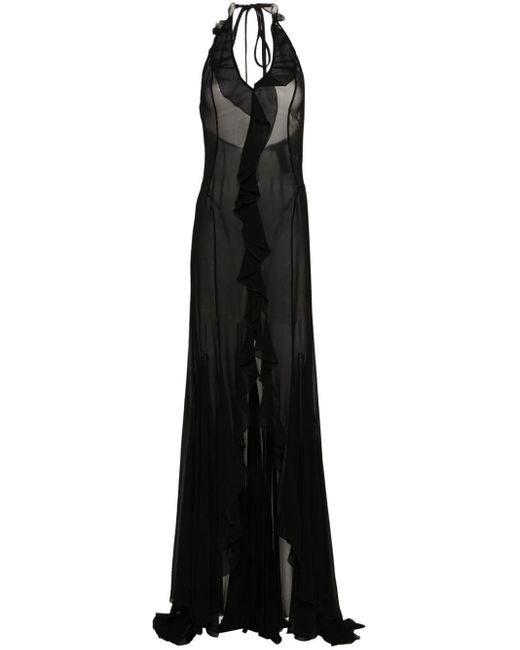 M I S B H V Black Semi-sheer Maxi Dress