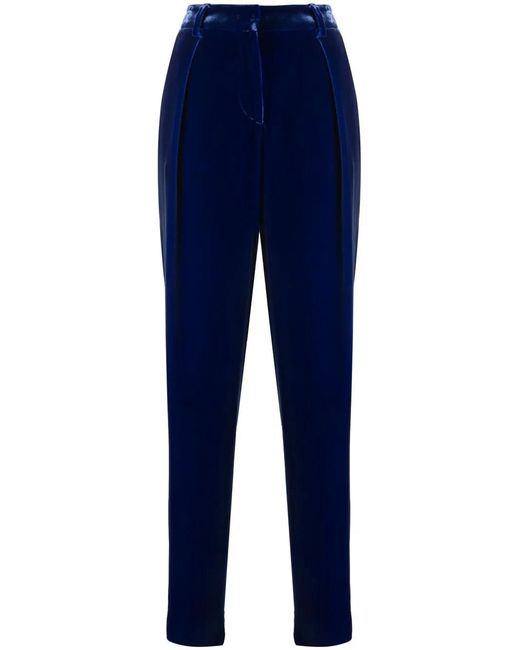 Giorgio Armani Blue Straight-Leg Velvet Trousers