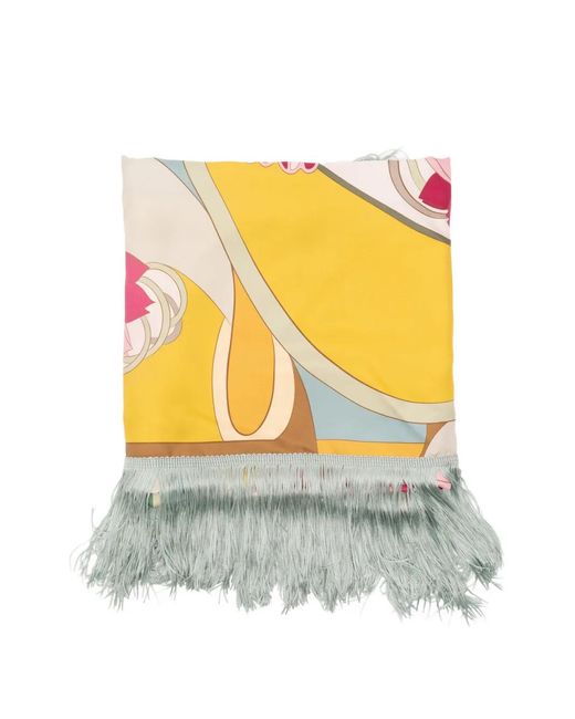 LaDoubleJ Gray Fringed Floral-Print Scarf
