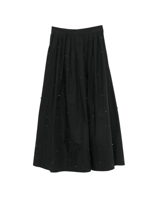 Maje Black Bead-Embellished Maxi Pleated Skirt