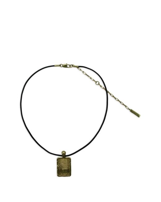 Ellery Metallic Zodiac-Engraved Rectangular-Pendant Necklace