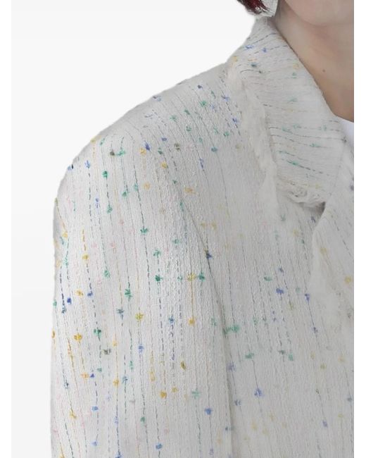 MSGM Gray Bouclé-Blazer Mit Fransen