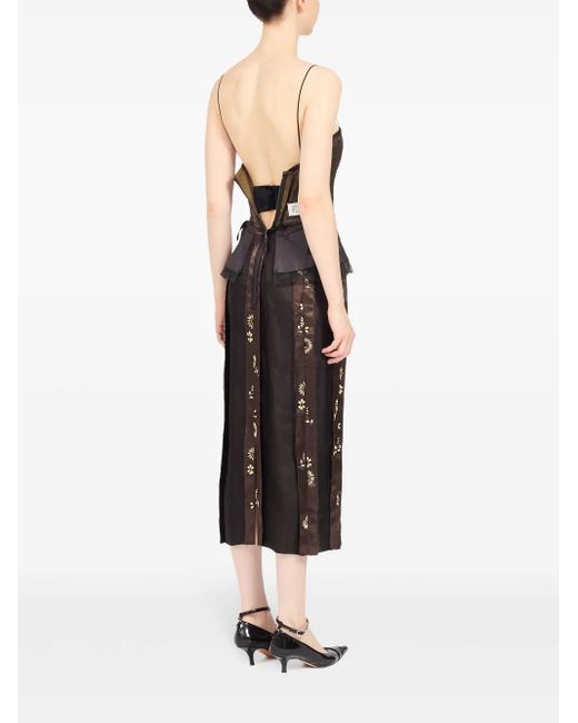 Maison Margiela Brown Midi Décortiqué Silk Dress