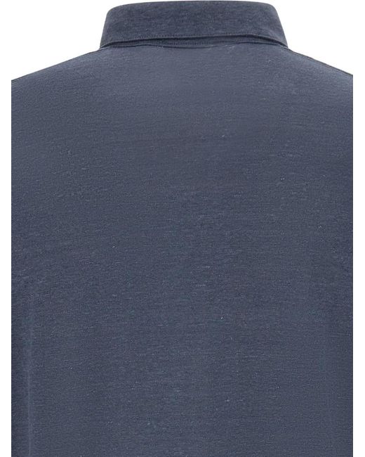 Diktat Blue Linen Polo Shirt for men