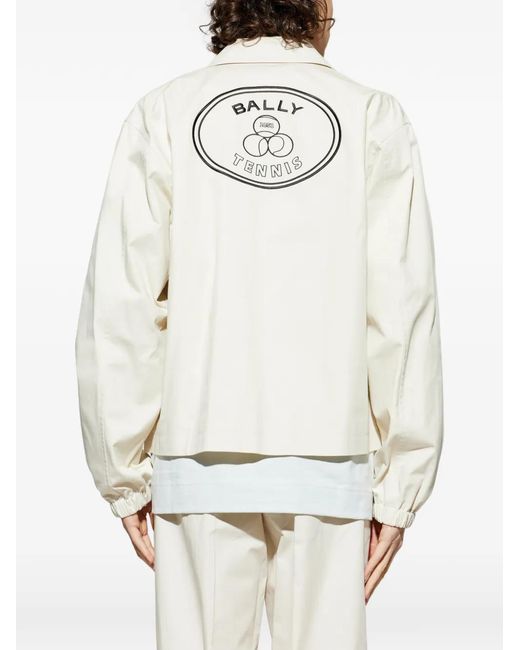 Bally White Embroidered Collared Shirt Jacket for men