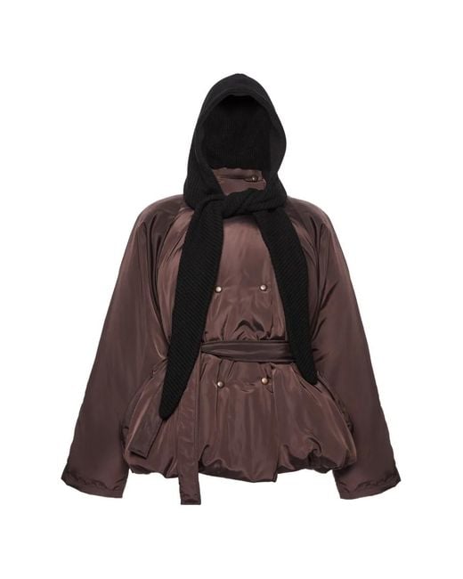 Chaqueta Bómber Con Capucha Y Cinturón Magda Butrym de color Brown