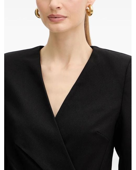 Morgan Black V-Neck Single-Breasted Mini Dress