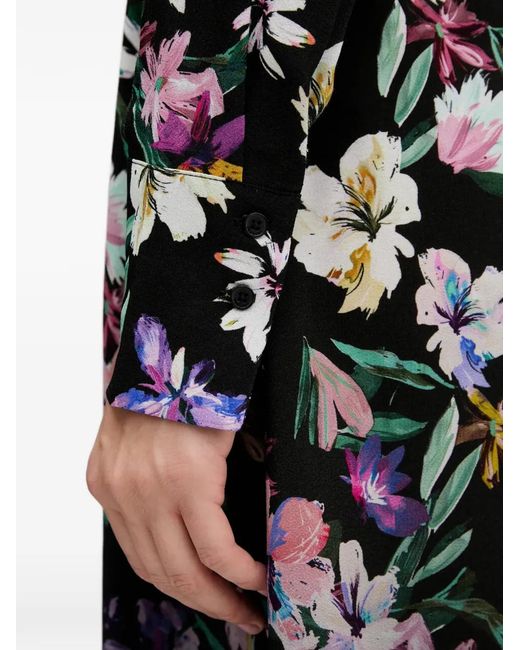 Desigual Black Floral Belted Midi Dress