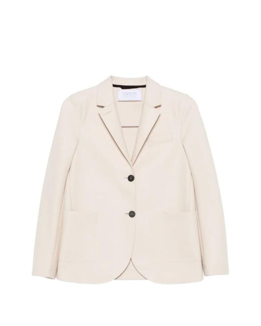 Harris Wharf London Natural Notched-Lapels Single-Breasted Blazer