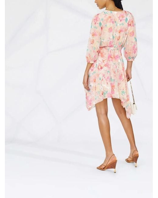 Patrizia Pepe Pink Maxi Blooming Rose-Print Mini Dress