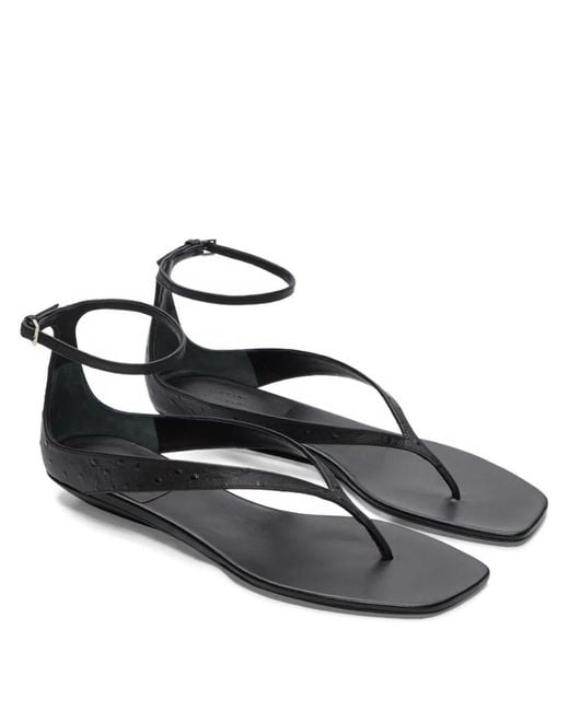 Loulou de Saison Metallic Niham Textured Ankle-Strap Sandals